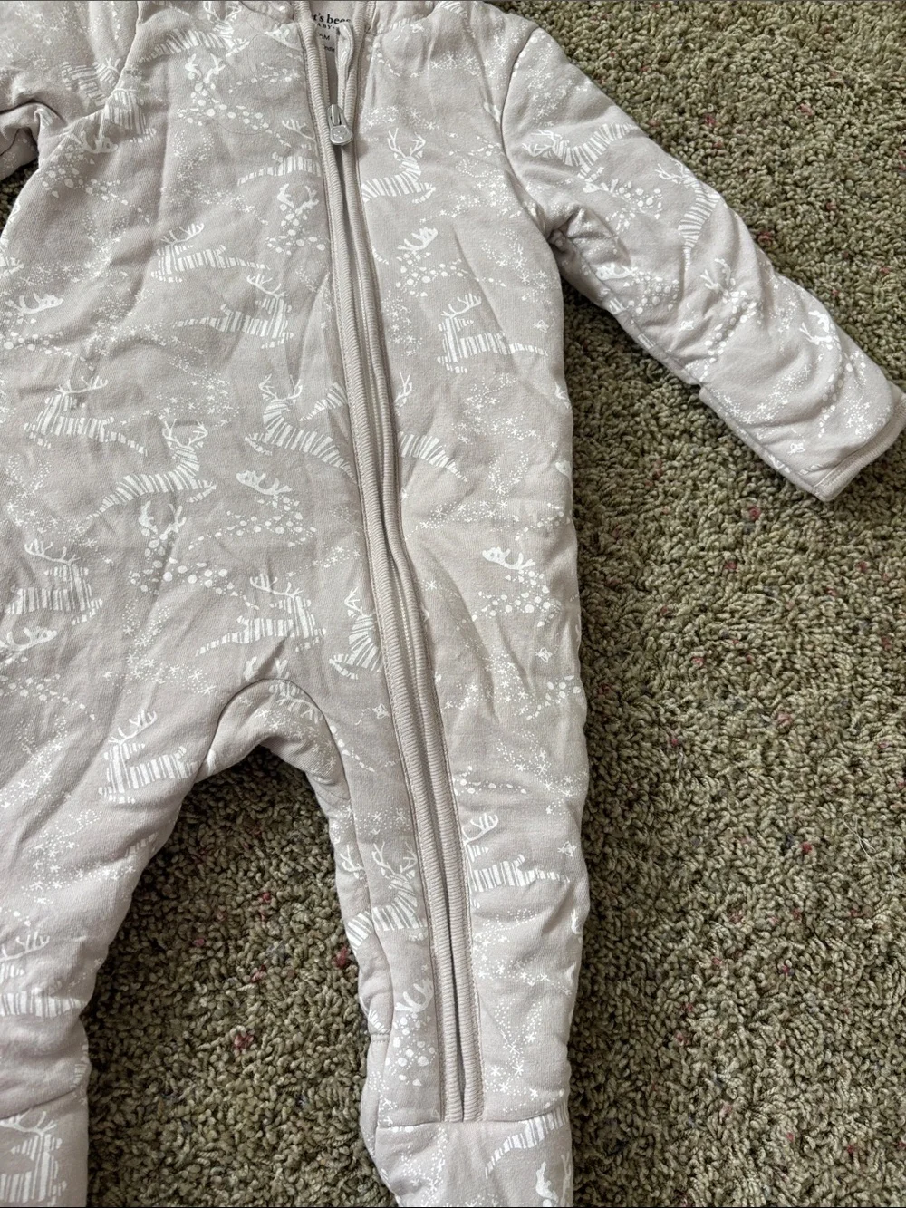 Burt's Bees Baby Organic Quilted Hooded Bunting Pram Tan White Deer 3-6M